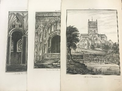 Lot 14 - Lysons/East View of Tewkesbury Abbey/black and...