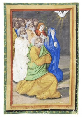 Lot 38 - An illuminated manuscript leaf on vellum,...