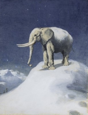 Lot 120 - Ethel H Badcock RA/An Elephant on a Snowy...