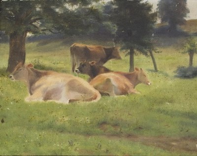 Lot 129 - Kate S Badcock/Jersey Herd at Somerleaze/oil...