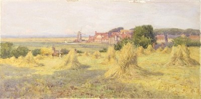 Lot 194 - Mary Haggarty/Cornstooks in a Village by the...