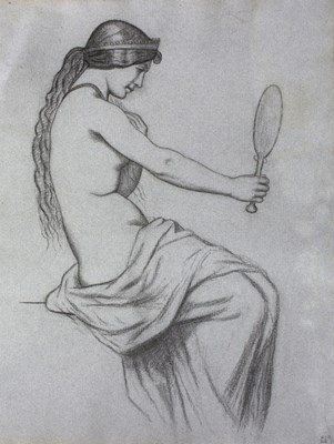 Lot 198 - BLD/Study of a Pre-Raphaelite...