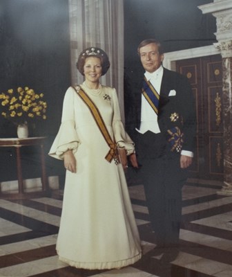 Lot 233 - A large framed photograph of Queen Beatrix and...