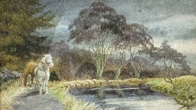 Lot 351 - G Digby/Horses on Canal Tow...