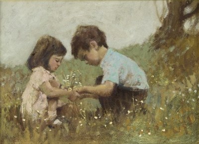 Lot 395 - John Peaty/Meadow Grass and Daisies/oil on...