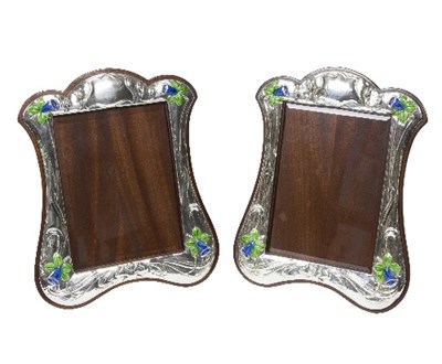 Lot 501 - A matched pair of silver and enamelled Art...