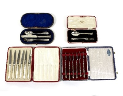 Lot 504 - An Art Deco style silver Christening spoon and...