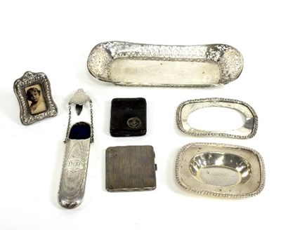 Lot 521 - A silver spectacles case with belt hook,...