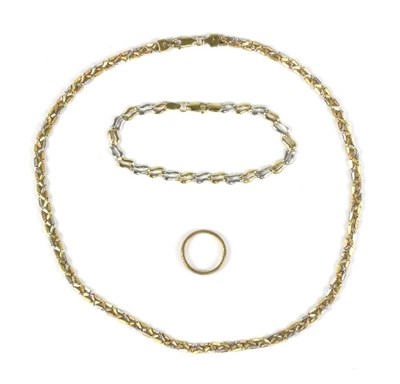 Lot 541 - A Continental tri-coloured gold necklace, a...