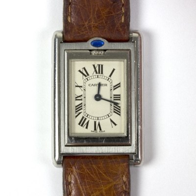 Lot 555 - A Cartier ladies reverso stainless steel...