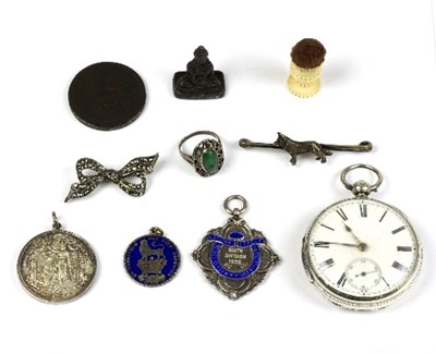 Lot 598 - A silver cased open faced pocket watch, the...