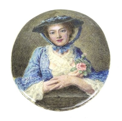 Lot 613 - An oval enamel plaque painted with a portrait...