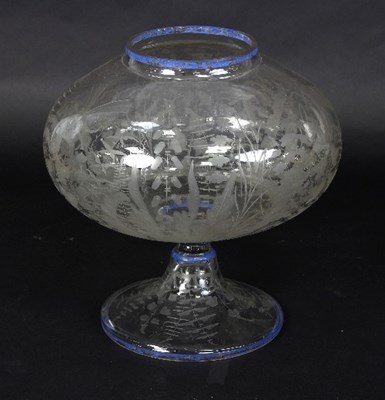 Lot 630 - A 19th Century etched glass fish bowl, etched...