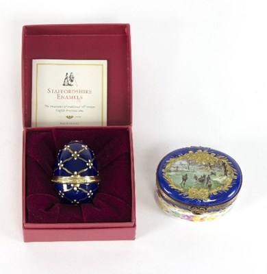 Lot 662 - A Staffordshire enamel trinket box in the form...