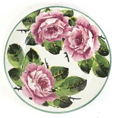 Lot 664 - A Wemyss pottery plate, decorated roses,...