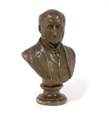 Lot 670 - A plaster bust of a Victorian gentleman...