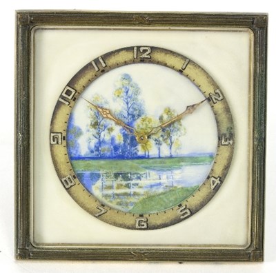 Lot 712 - An Art Deco easel backed desk clock, the face...