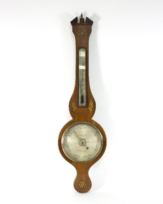 Lot 713 - A mahogany cased wheel barometer with broken...