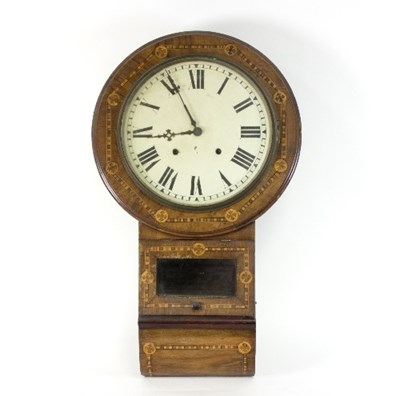 Lot 725 - A drop head wall clock in an inlaid case