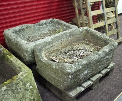 Lot 745 - Two rectangular stone troughs, 88cm x 53cm and...