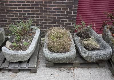 Lot 747 - A rounded rectangular stone trough, 100cm x...