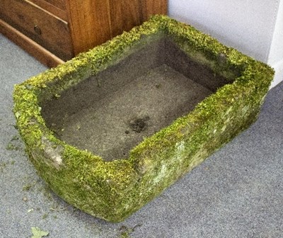 Lot 756 - A bowfront stone trough, 49cm wide