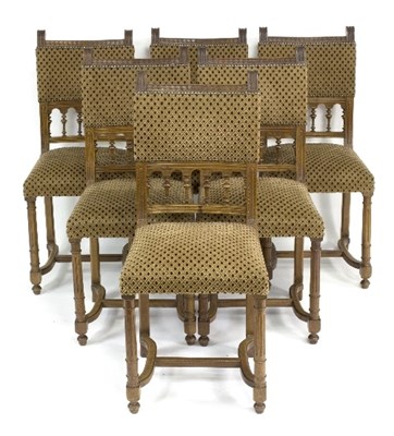 Lot 797 - A set of six walnut framed chairs and two...