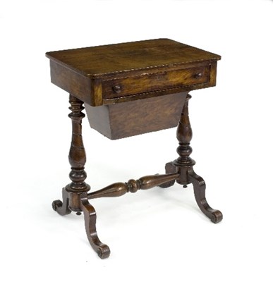 Lot 799 - A Victorian walnut work table, fitted a single...