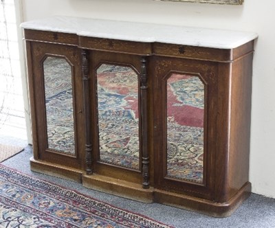 Lot 821 - A 19th Century inlaid breakfront credenza,...