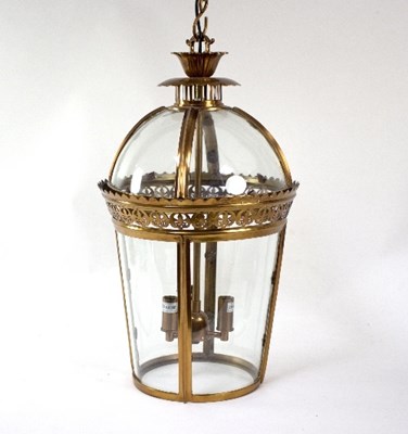 Lot 826 - A Georgian style coppered hall lantern with...