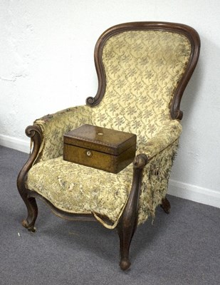 Lot 855 - A Victorian button upholstered armchair, with...