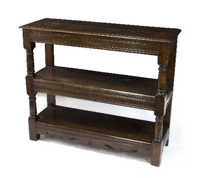 Lot 907 - A late 17th Century oak three-tier buffet,...