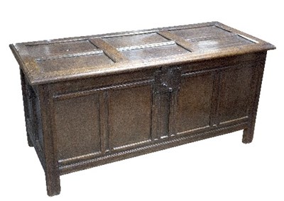 Lot 912 - A late 17th Century oak coffer, with six-panel...