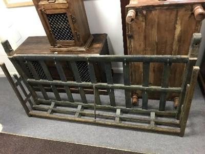 Lot 917 - A Continental implement rack, blue painted and...