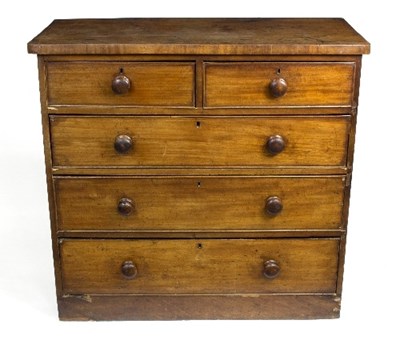 Lot 925 - A Victorian mahogany chest of three long and...