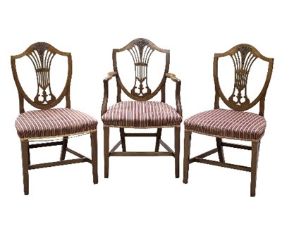 Lot 932 - Eight mahogany dining chairs of George III...