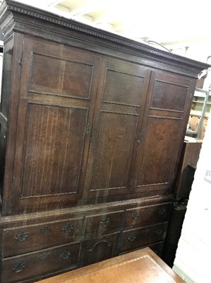 Lot 939 - A late 18th Century oak press cupboard...