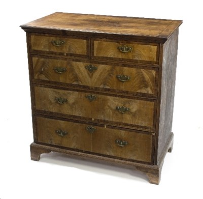 Lot 988 - An 18th Century walnut and crossbanded chest...