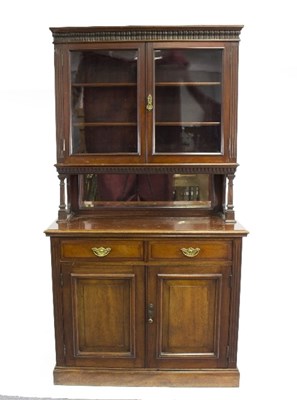 Lot 999 - A mahogany chiffonier with glazed upper...