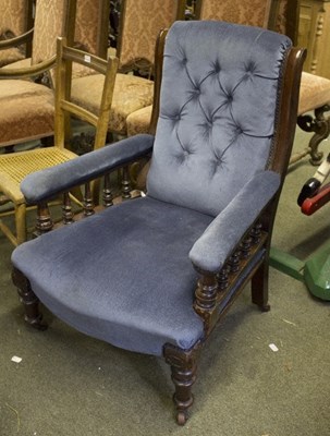 Lot 1002 - A 19th Century button back upholstered open...