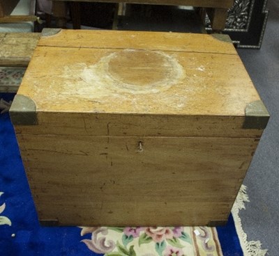 Lot 1021 - A camphor wood trunk with brass corners, 77cm...