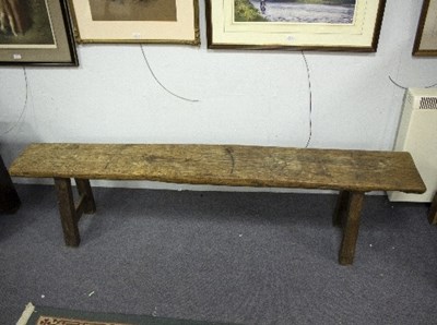 Lot 1022 - An oak bench, 185cm long