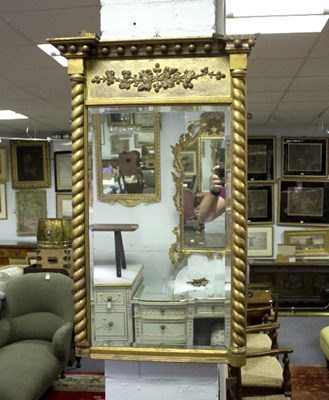 Lot 1028 - A Regency gilt framed mirror with ball studded...