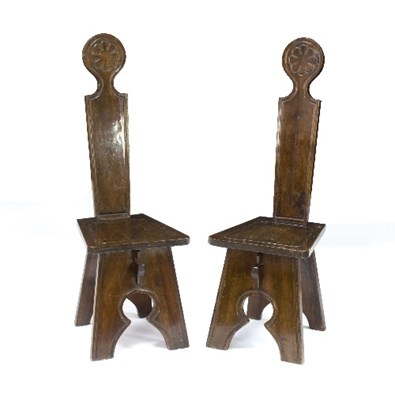 Lot 1062 - A pair of Italian 19th Century walnut hall...