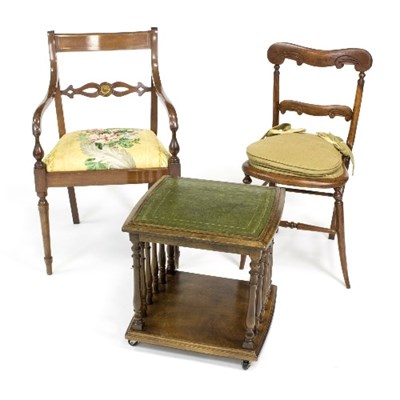 Lot 1067 - A Regency style open armchair, a Victorian...