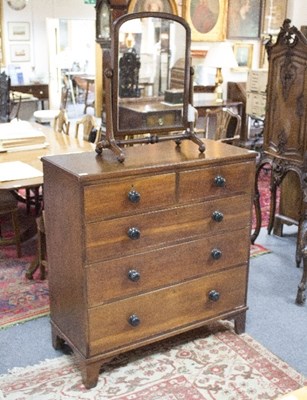 Lot 1101 - An early Victorian oak chest of two short over...