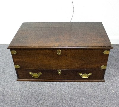 Lot 1109 - An 18th Century mahogany chest, the hinged...