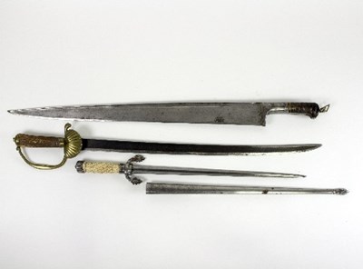 Lot 1177 - A Cavalry sword with horn handle and a...