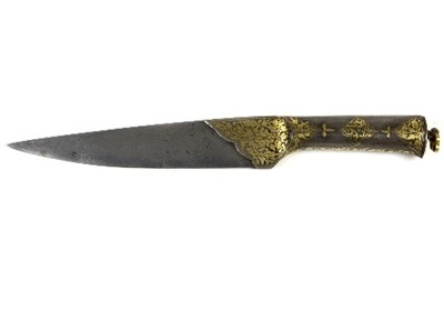 Lot 1180 - A Medieval dagger with floral etched pommel...