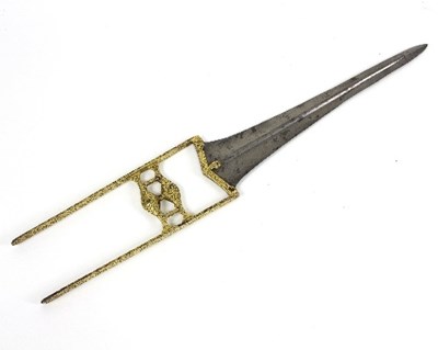 Lot 1186 - An Indian katar dagger, the shaped grip with...